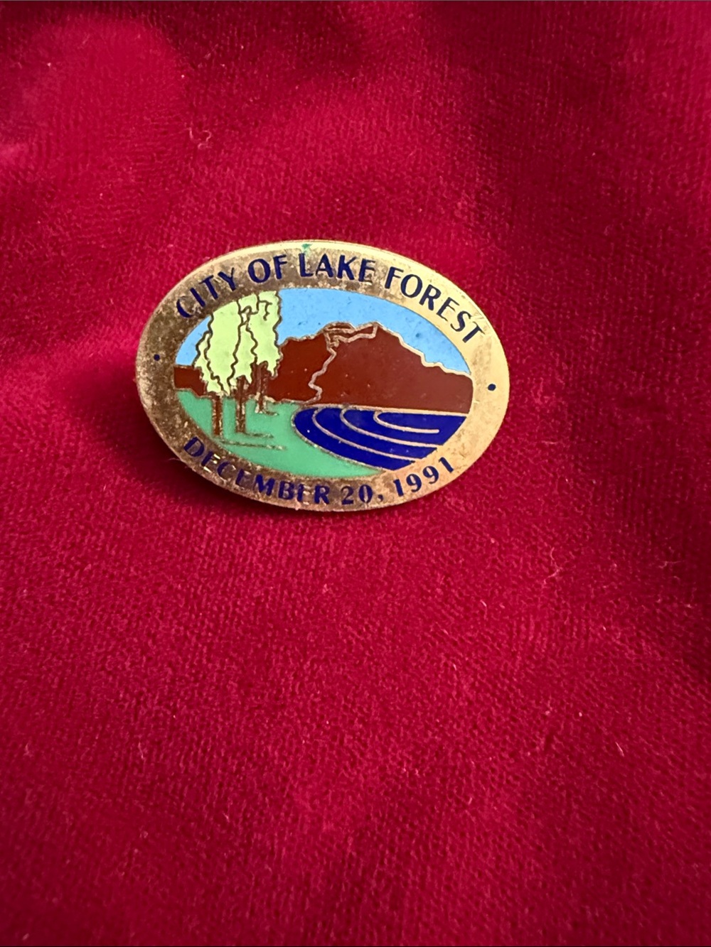 City of Lake Forest Commemorative Enamel Pin - Blue, Green, Brown